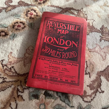 Antique vintage Reversible Map of LONDON and 30 Miles Round book with index by Alexander Gross 