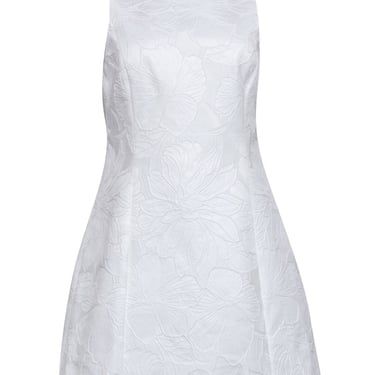 Alice & Olivia - White Floral Embossed Brocade Sleeveless Dress Sz 10