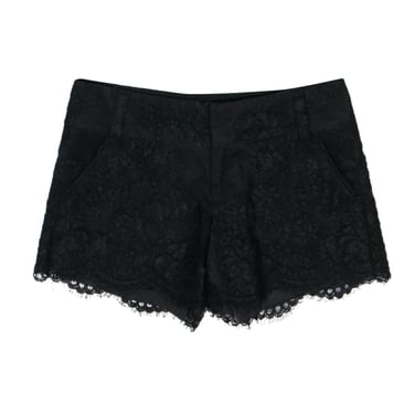 Alice & Olivia - Black Lace Shorts w/ Scalloped Hem Sz 2
