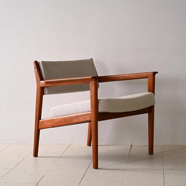 Vintage Teak Upholstered Armchair - Timeless Minimalist Design 