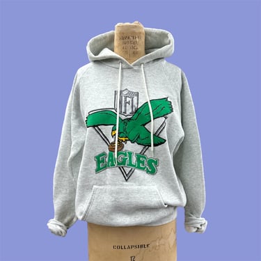 Vintage Philadelphia Eagles Sweatshirt Retro 1990s NFL + Size XL + Hoodie + Fruit of a Loom + Heather Grey + Pullover + Philly + Football 