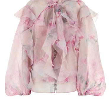 Zimmermann Women Printed Linen Blend Crush Blouse