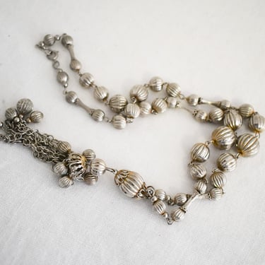 1960s/70s Silver Bead Tassel Necklace 