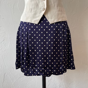 Vintage Betsey Johnson Navy White Polka Dot Mini Skirt S