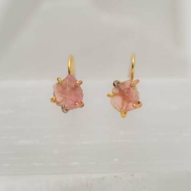 14k-18k Gold Pink Tourmaline Hook Earrings