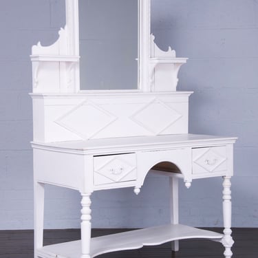 Antique Country French Provincial White Vanity 
