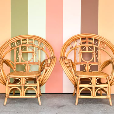 Pair of Rattan Butterfly Lounge Chairs