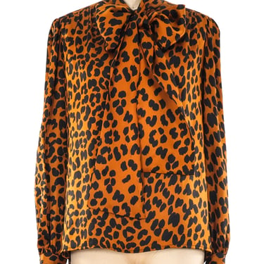 Yves Saint Laurent Leopard Printed Silk Blouse