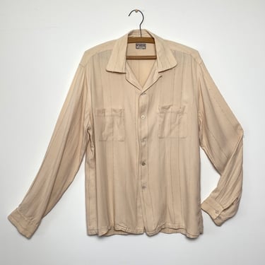 Vintage 1950s Gabardine Men's Shirt 50s McGregor Long Sleeve 