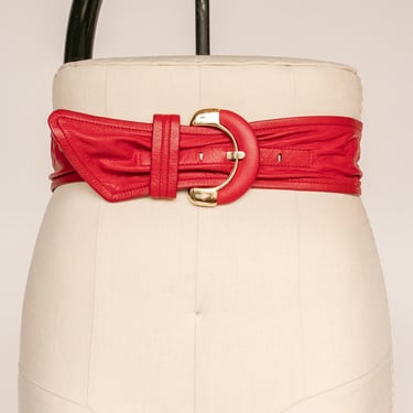 【cacharel】 RED LEATHER wide BELT Cacharel Belts for women | Imparfaite