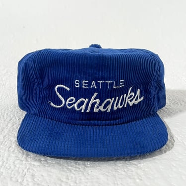 Vintage Seattle Seahawks Script Blue Corduroy Sports Specialties Snapback Hat