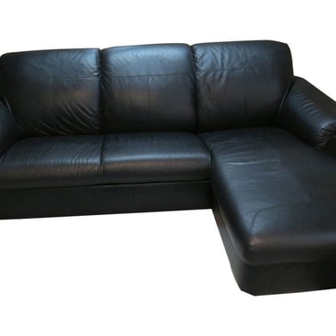 Sofa /Chaise 63&quot; (CONSIGNED, 92&quot;x38&quot;x35&quot;, Black Leather)