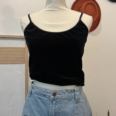 90s Vintage Express Black Velvet Strappy Tank Top 