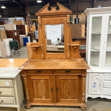 Vintage Pine Sideboard Buffet with Mirror