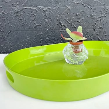 Lime Green Plastic Tray with Handles