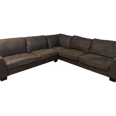 Modern Brown Suede Three Peice Sectional