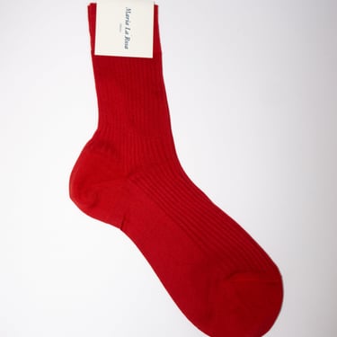 Ribbed Cotton Sock in Red