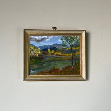 1980's Sarah Impressionist Landscape Oil Painting, Framed 