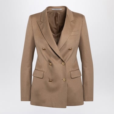 Tagliatore Beige Double-Breasted Cashmere Jacket Women