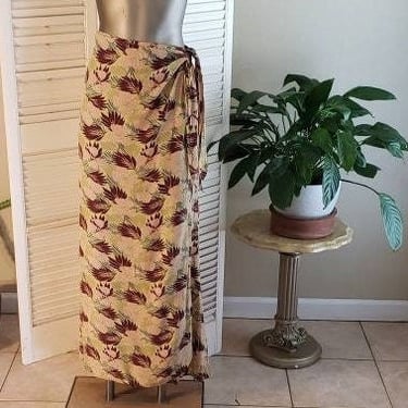 Jeanne Englhart Flax Rayon Wrap Skirt/Dress Great Print  S 