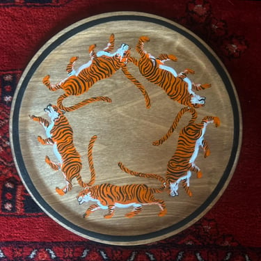 Vintage Hand-Painted Tiger Plate - Large 14