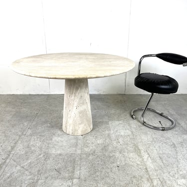 Travertine dining table in the style of Angelo Mangiarotti, 1970s - vintage conical travertine dining table - marble dining table 