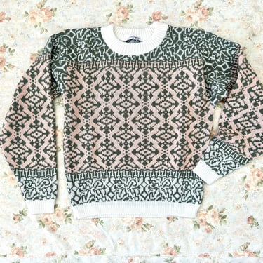 1980's  Sage & Peach Cropped Sweater 