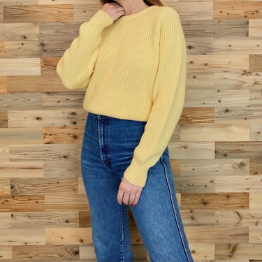 Vintage Yellow Soft Cozy Fisherman Pullover Sweater 