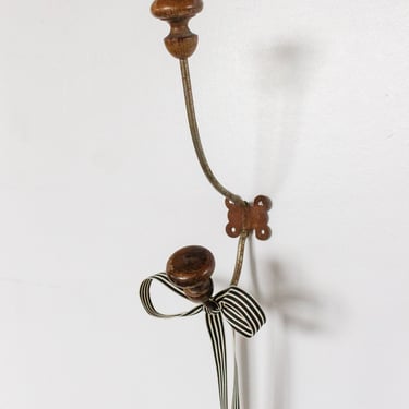 vintage french wood and metal chapeau hook