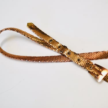 70s Vintage Gold Brass thin Belt Chainmail Metal Gold Wedding party Belt Small Medium Large 31-36