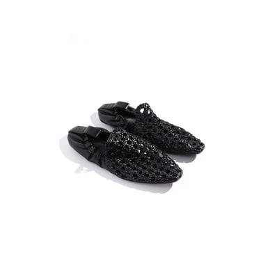 JIL SANDER Black Woven Loafer Flats (Sz. 37.5)