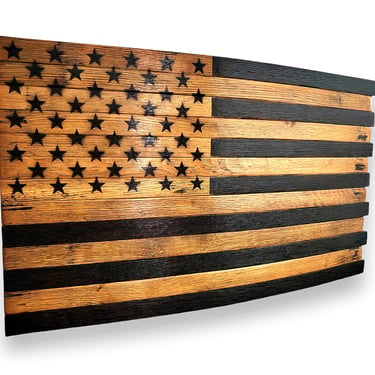 Whiskey Barrel American Flag - Kentucky Bourbon Barrel American Flag - Patriotic Wall Decor - Authentic Barrel Stave Flag - Rustic Americana 