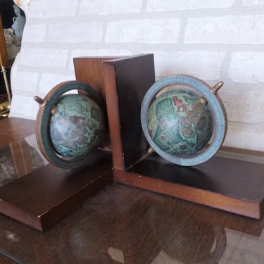 VINTAGE Mini Desktop Globe Bookends, Home Decor 
