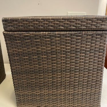 Outdoor Faux Wicker Storage Box with Tray Top