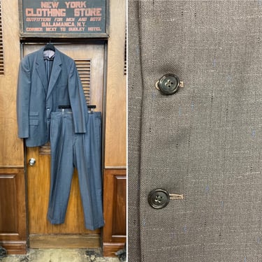 Vintage 1950’s Size L Atomic Fleck Wool Rockabilly Two Piece Suit, Jacket, Sportcoat, Blazer, Pants, Rockabilly, 1950s Suit, Pleated Pants 