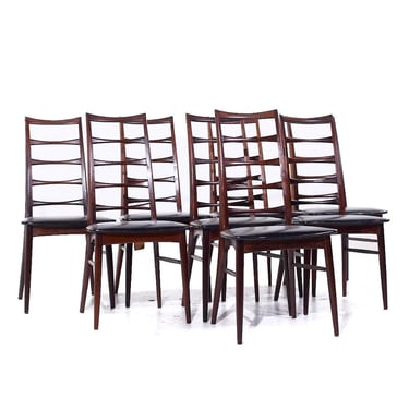 Niels Koefoed for Koefoeds Hornslet Lis Mid Century Danish Rosewood Chairs - Set of 8 - mcm 