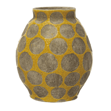 Terra-cotta Yellow Vase with Wax Relief Dots