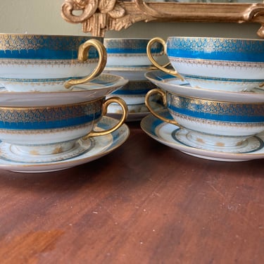 Antique Tyndale & Mitchell Handled Soup Bowls Set of Six 