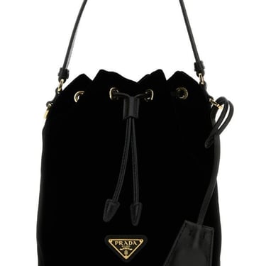 Prada Women Black Velvet Bucket Bag