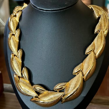 Vintage Gold Tone Jeweled Monet Omega Necklace | North Fork