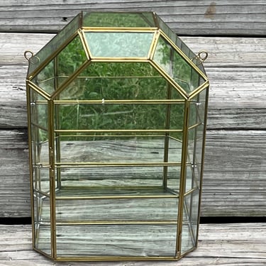 brass and glass box vintage display case miniature curio table top showcase 