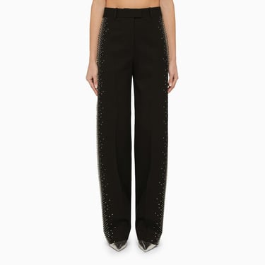 The Attico Black Wool Jagger Trousers With Thermostrass Women