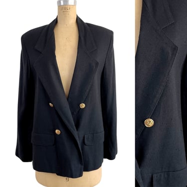 Chad Stevens black double breasted blazer - 1980s vintage - size medium 