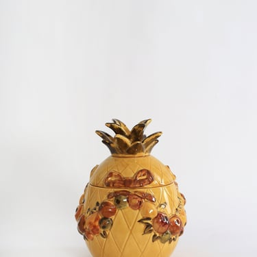 Vintage Mid century Modern ceramic pineapple cookie jar 