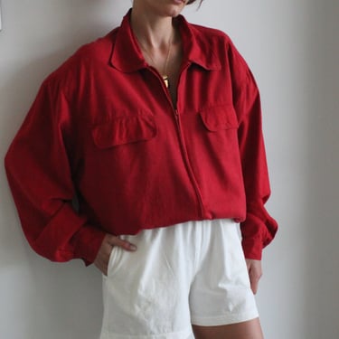 Vintage Perfectly Faded Red Raw Silk Jacket