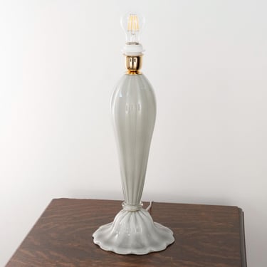 Murano glass table lamp light grey color, handmade Made in Italy Venetian design lighting 