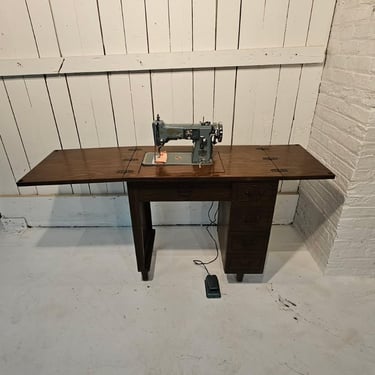 1950s Japanese Sewing Machine and Desk (Replication of Singer Style)