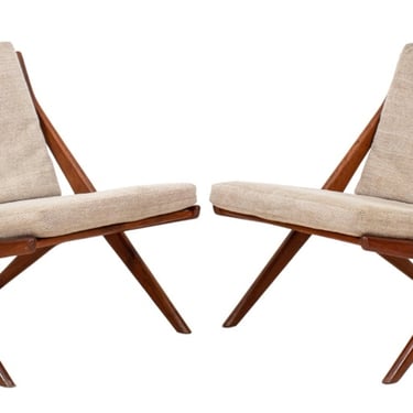 Folke Ohlsson for Dux of Sweden Scissor Chairs, Pair