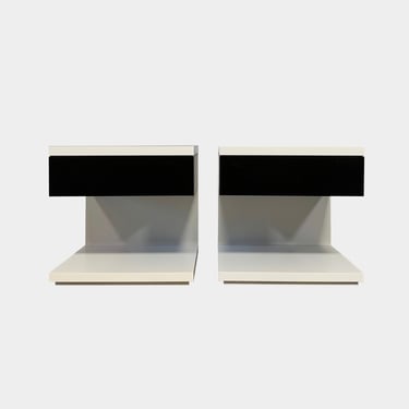 Contemporary C-Shaped lacquer color block nightstands