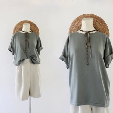 dark sage knit tee - l 